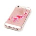 LED Flash Incoming Call Transparent Diamond Pink Flower TPU Blink Back Case Cover for iPhone SE / 5 / 5s