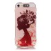 LED Flash Incoming Call Transparent Diamond Profile Flower Lady TPU Blink Back Case Cover for iPhone SE / 5 / 5s