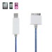 LED Visible Blue USB Charge Sync Cable for iPhone iPad iPod - White