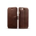 Lambskin PU Leather Stitching Stand Flip Built-in Card Slot Case Cover for iPhone 7 - Brown