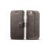 Lambskin PU Leather Stitching Stand Flip Built-in Card Slot Case Cover for iPhone 7 - Grey