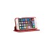 Lambskin PU Leather Stitching Stand Flip Built-in Card Slot Case Cover for iPhone 7 - Red