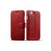 Lambskin PU Leather Stitching Stand Flip Built-in Card Slot Case Cover for iPhone 7 - Red