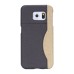 Linen Design Card Slot Holder Back Case Cover for Samsung Galaxy S6 Edge - Black