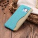 Linen Design Card Slot Holder Back Case Cover for Samsung Galaxy S6 Edge - Blue