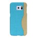 Linen Design Card Slot Holder Back Case Cover for Samsung Galaxy S6 Edge - Blue