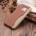 Linen Design Card Slot Holder Back Case Cover for Samsung Galaxy S6 Edge - Brown