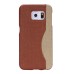 Linen Design Card Slot Holder Back Case Cover for Samsung Galaxy S6 Edge - Brown