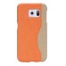 Linen Design Card Slot Holder Back Case Cover for Samsung Galaxy S6 Edge - Orange