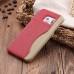 Linen Design Card Slot Holder Back Case Cover for Samsung Galaxy S6 Edge - Red