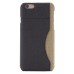 Linen Design Card Slot Holder Back Case Cover for iPhone 6/6s Plus - Black