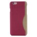 Linen Design Card Slot Holder Back Case Cover for iPhone 6/6s Plus - Magenta