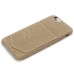 Linen Design Pocket Card Slot Holder Back Case Cover for iPhone 6 / 6s - Ochre