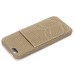 Linen Design Pocket Card Slot Holder Back Case Cover for iPhone 6 / 6s - Ochre