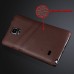 Litchi Grain Floral Printed Card Holder Design Genuine Leather Back Case for Samsung Galaxy Note 4 - Brown