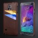 Litchi Grain Floral Printed Card Holder Design Genuine Leather Back Case for Samsung Galaxy Note 4 - Brown