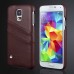 Litchi Grain Floral Printed Card Holder Design Leather Back Case for Samsung Galaxy S5 - Brown