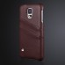 Litchi Grain Floral Printed Card Holder Design Leather Back Case for Samsung Galaxy S5 - Brown