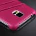 Litchi Grain Floral Printed Card Holder Design Leather Back Case for Samsung Galaxy S5 - Magenta