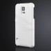 Litchi Grain Floral Printed Card Holder Design Leather Back Case for Samsung Galaxy S5 - White