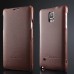 Litchi Grain Floral Printed Flip Genuine Leather Case for Samsung Galaxy Note 4 - Brown