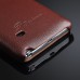 Litchi Grain Floral Printed Flip Genuine Leather Case for Samsung Galaxy Note 4 - Brown