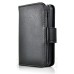 Litchi Grain Magnetic Wallet Style Leather Case with Card Slot Holder for iPhone 4 iPhone 4S - Black