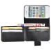 Litchi Grain Magnetic Wallet Style Leather Case with Card Slot Holder for iPhone 4 iPhone 4S - Black