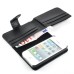 Litchi Grain Magnetic Wallet Style Leather Case with Card Slot Holder for iPhone 4 iPhone 4S - Black