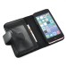 Litchi Grain Magnetic Wallet Style Leather Case with Card Slot Holder for iPhone 5c - Black