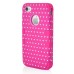 Little Heart Pattern Plastic with Silicone Hybrid Case for iPhone 4 iPhone 4S - Magenta