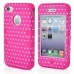 Little Heart Pattern Plastic with Silicone Hybrid Case for iPhone 4 iPhone 4S - Magenta