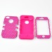 Little Heart Pattern Plastic with Silicone Hybrid Case for iPhone 4 iPhone 4S - Magenta