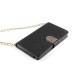 Luxury Bing Golden Metal Strip Rhinestone Stand Case Leather Cover Wallet For Samsung Galaxy Note 4 - Black