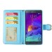 Luxury Bing Golden Metal Strip Rhinestone Stand Case Leather Cover Wallet For Samsung Galaxy Note 4 - Blue