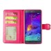 Luxury Bing Golden Metal Strip Rhinestone Stand Case Leather Cover Wallet For Samsung Galaxy Note 4 - Magenta