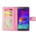 Luxury Bing Golden Metal Strip Rhinestone Stand Case Leather Cover Wallet For Samsung Galaxy Note 4 - Pink