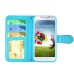 Luxury Bing Golden Metal Strip Rhinestone Stand Case Leather Cover Wallet For Samsung Galaxy S4 - Blue