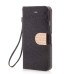 Luxury Bling Rhinestone and Golden Metal Pattern Magnetic Stand Leather Case with Card Slot for iPhone 6 4.7 inch - Black
