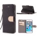 Luxury Bling Rhinestone and Golden Metal Pattern Magnetic Stand Leather Case with Card Slot for iPhone 6 4.7 inch - Black