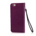 Luxury Bling Rhinestone and Golden Metal Pattern Magnetic Stand Leather Case with Card Slot for iPhone 6 4.7 inch - Purple