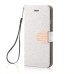Luxury Bling Rhinestone and Golden Metal Pattern Magnetic Stand Leather Case with Card Slot for iPhone 6 4.7 inch - Silver