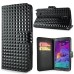 Luxury Bright Wallet Card Holder Flip PU Leather Magnetic Closure Stand Case Cover For Samsung Galaxy Note 4 - Black