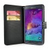 Luxury Bright Wallet Card Holder Flip PU Leather Magnetic Closure Stand Case Cover For Samsung Galaxy Note 4 - Black