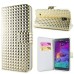 Luxury Bright Wallet Card Holder Flip PU Leather Magnetic Closure Stand Case Cover For Samsung Galaxy Note 4 - Gold