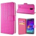 Luxury Bright Wallet Card Holder Flip PU Leather Magnetic Closure Stand Case Cover For Samsung Galaxy Note 4 - Magenta