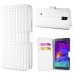 Luxury Bright Wallet Card Holder Flip PU Leather Magnetic Closure Stand Case Cover For Samsung Galaxy Note 4 - White