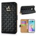 Luxury Crown Leather Stand Case Cover For Samsung Galaxy S6 Edge - Black