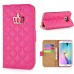 Luxury Crown Leather Stand Case Cover For Samsung Galaxy S6 Edge - Magenta