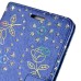 Luxury Diamond Glitter Bling Roses PU Leather Flip Wallet Stand Case With Card Slots For Samsung Galaxy Note 5 - Blue